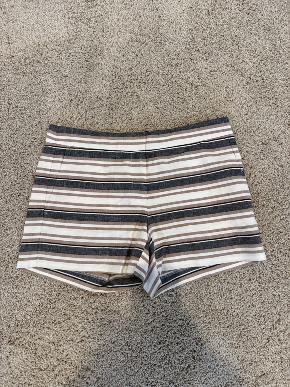 Ann Taylor Striped Shorts in Black, Cream and Tan